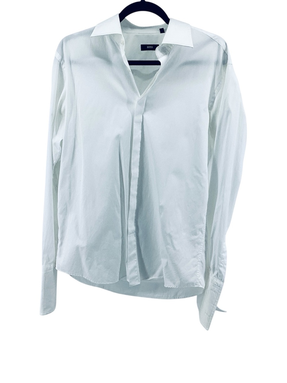 💚 BOSS White Men's Dress Shirt - Size L